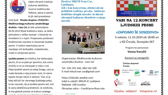 Nastop Tamburaške skupine KD Međimurje v Ljubljani