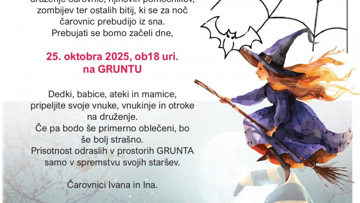 Vabilo na Noč Čarovnic na GRUNTU